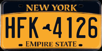 NY license plate HFK4126