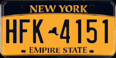 NY license plate HFK4151