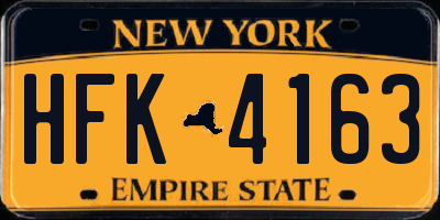 NY license plate HFK4163