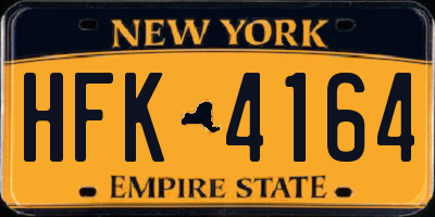 NY license plate HFK4164