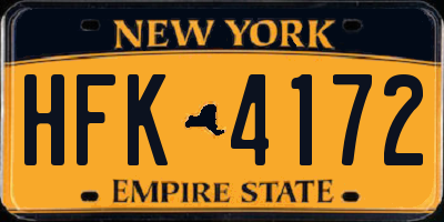 NY license plate HFK4172