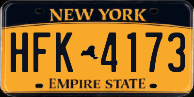 NY license plate HFK4173