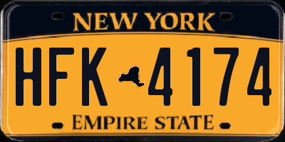 NY license plate HFK4174