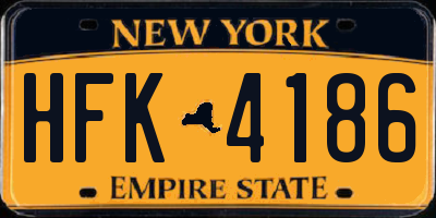 NY license plate HFK4186