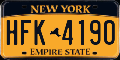 NY license plate HFK4190