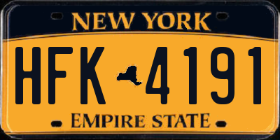 NY license plate HFK4191