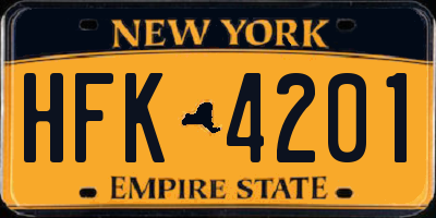 NY license plate HFK4201