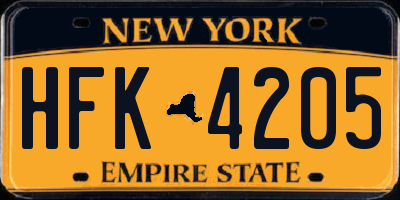 NY license plate HFK4205