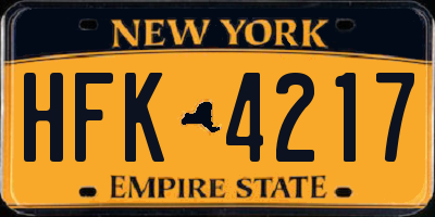 NY license plate HFK4217