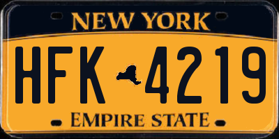 NY license plate HFK4219