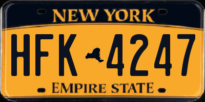 NY license plate HFK4247