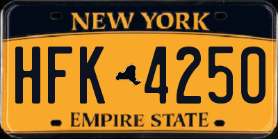 NY license plate HFK4250