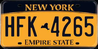 NY license plate HFK4265