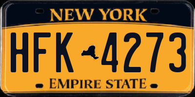NY license plate HFK4273