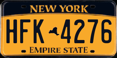 NY license plate HFK4276