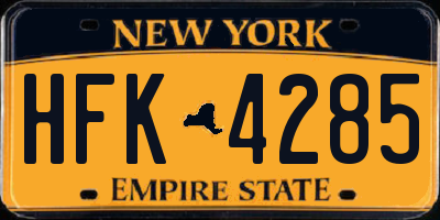 NY license plate HFK4285