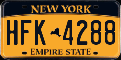 NY license plate HFK4288