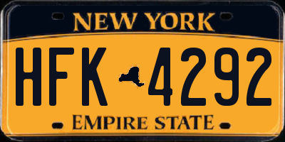 NY license plate HFK4292