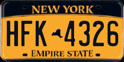 NY license plate HFK4326
