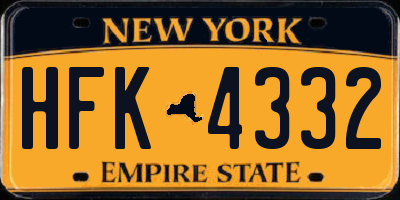 NY license plate HFK4332