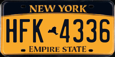 NY license plate HFK4336