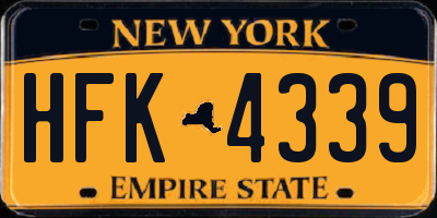 NY license plate HFK4339