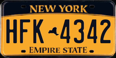 NY license plate HFK4342