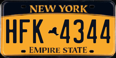 NY license plate HFK4344