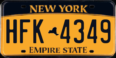 NY license plate HFK4349