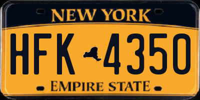 NY license plate HFK4350