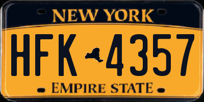 NY license plate HFK4357