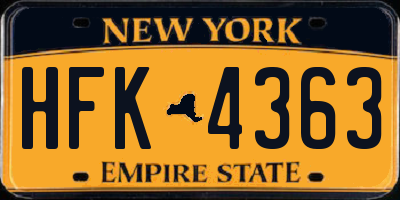 NY license plate HFK4363