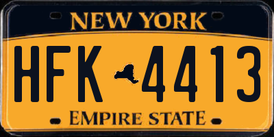 NY license plate HFK4413