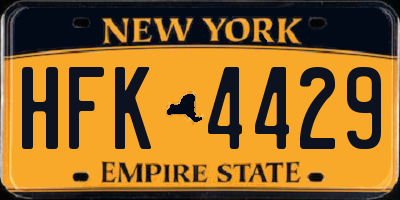 NY license plate HFK4429