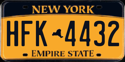NY license plate HFK4432