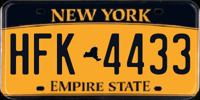 NY license plate HFK4433