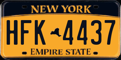 NY license plate HFK4437