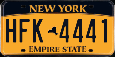NY license plate HFK4441