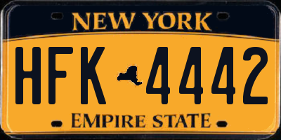 NY license plate HFK4442