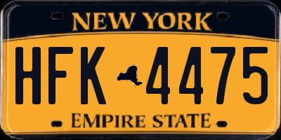 NY license plate HFK4475
