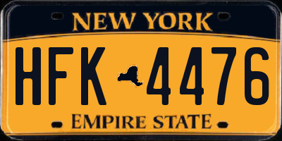 NY license plate HFK4476