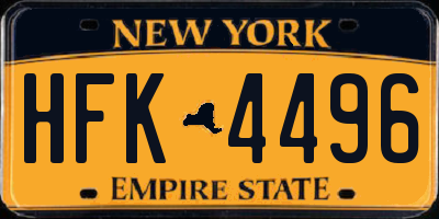 NY license plate HFK4496