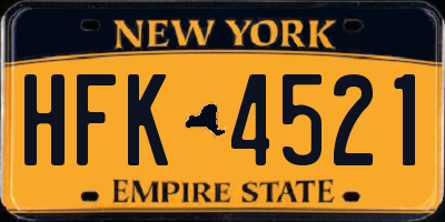 NY license plate HFK4521