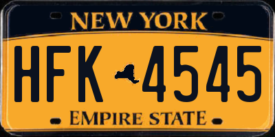NY license plate HFK4545