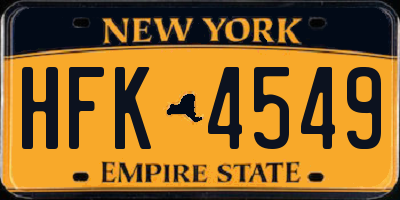 NY license plate HFK4549