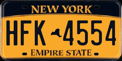 NY license plate HFK4554
