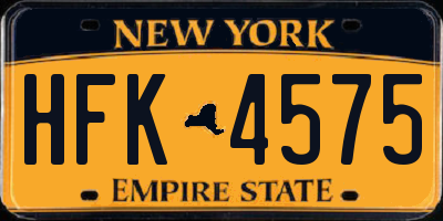 NY license plate HFK4575
