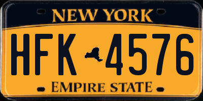 NY license plate HFK4576