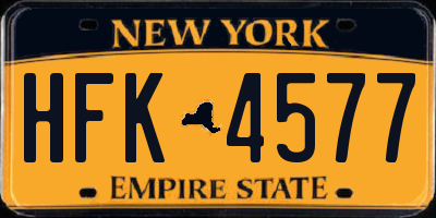NY license plate HFK4577