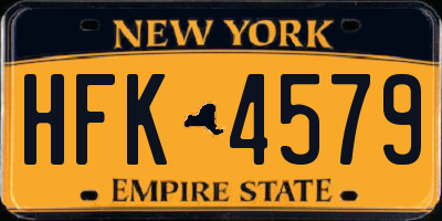 NY license plate HFK4579